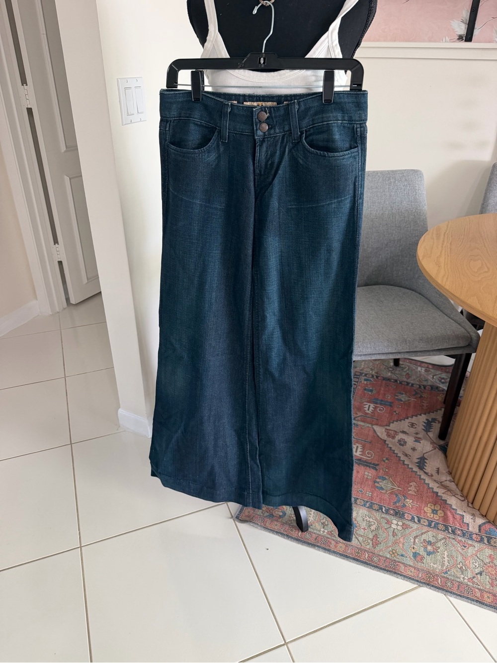Vintage Y2K Juicy Couture Womens Bell Bottom Jeans Low Rise Dark Denim 26 X 35